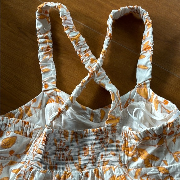 Anthropologie Maeve Orange and Cream Patterned Dress - Picture 3 of 4